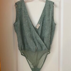 Mia Joy sage green floral bodysuit, XL